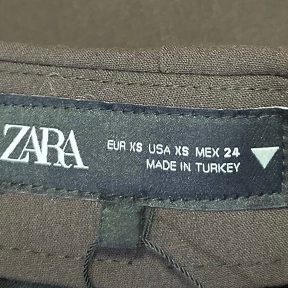 Zara Women's Brown High Waist Straight Pencil Mini Wrap Skirt Skort Size XS - Picture 4 of 5